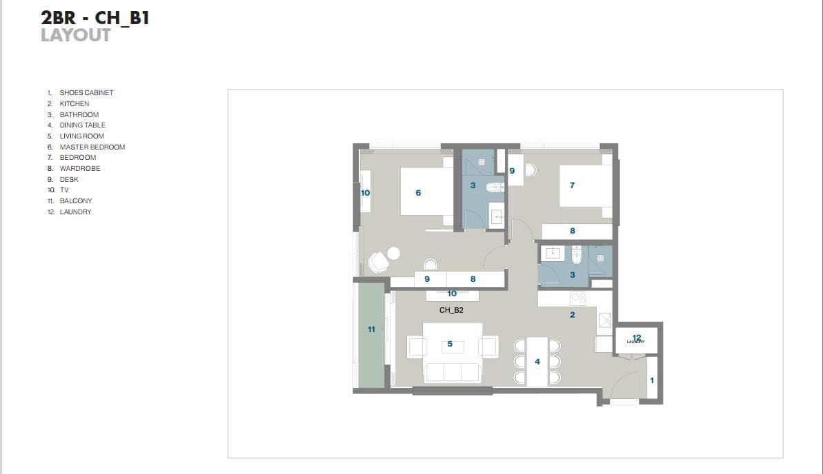 Layout 2 phòng ngủ